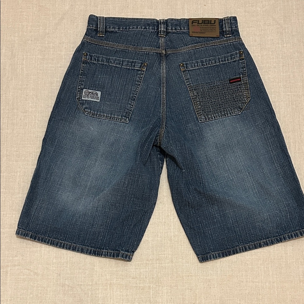 FUBU The Collection Shorts Men's 32 Blue Jeans Y2K Retro Distressed - Picture 15 of 15